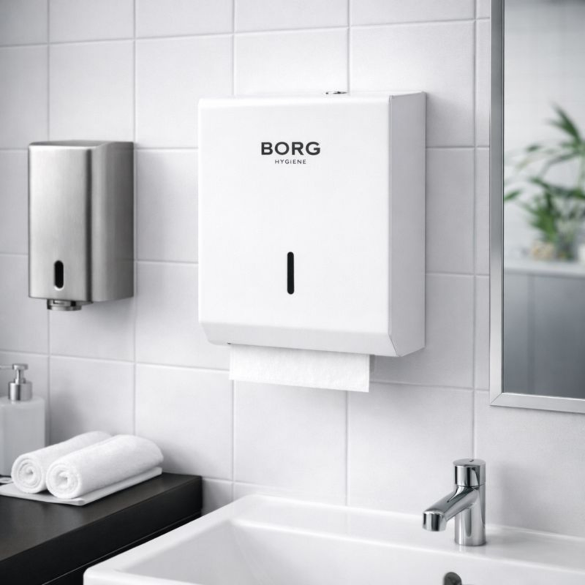Dozownik stalowy BORG PREMIUM na ręczniki papierowe ZZ Biały HIGI24 Radom.png
