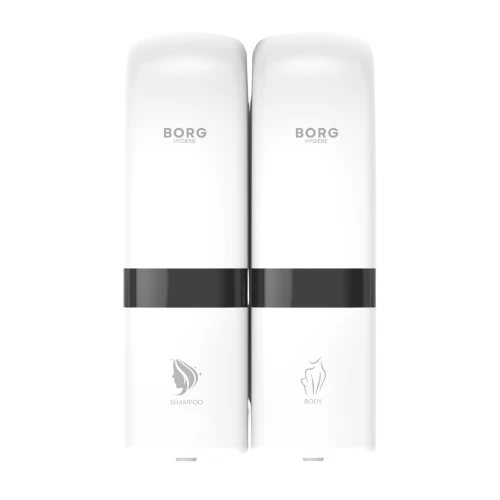 Podwójny dozownik do mydła żelu szamponu 2x200 ml BORG LUNA biały