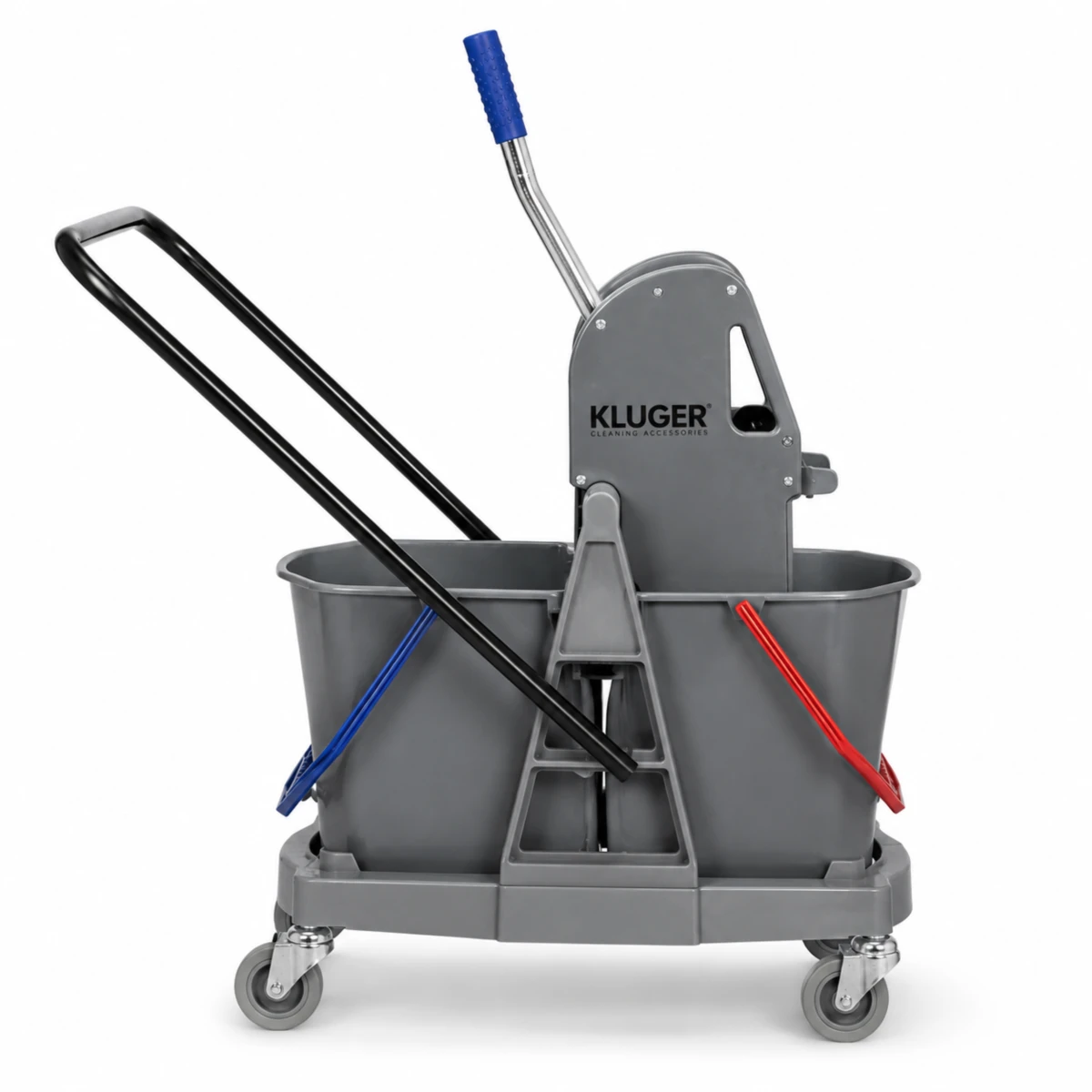 Wózek do sprzątania KLUGER Cleaning Accessories 2x17l z prasą na stelażu ABS HIGI24 Radom (1).png