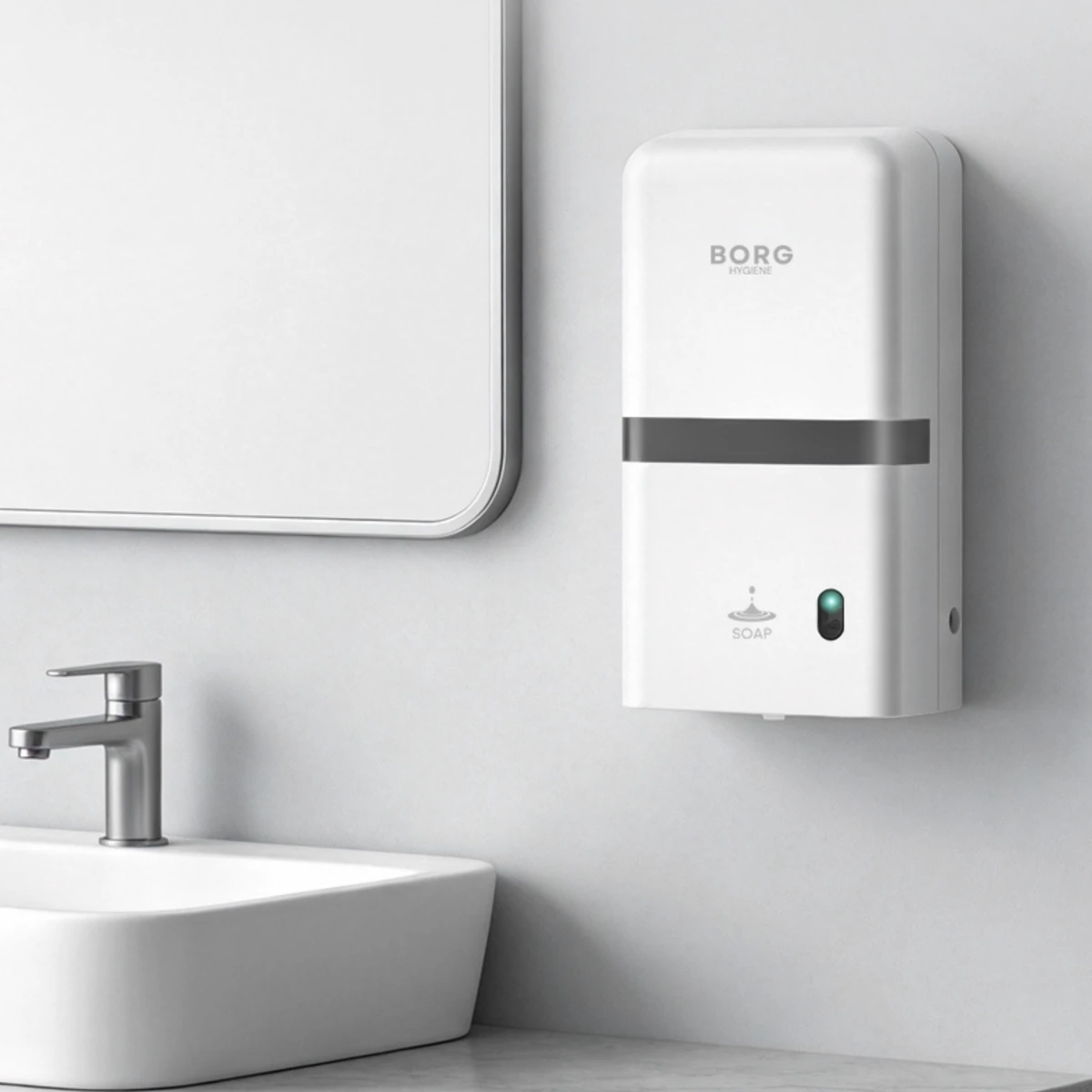 Automatyczny Bezdotykowy dozownik na mydło w płynie 1,2L BORG HYGIENE biały HIGI24 Radom (2).png